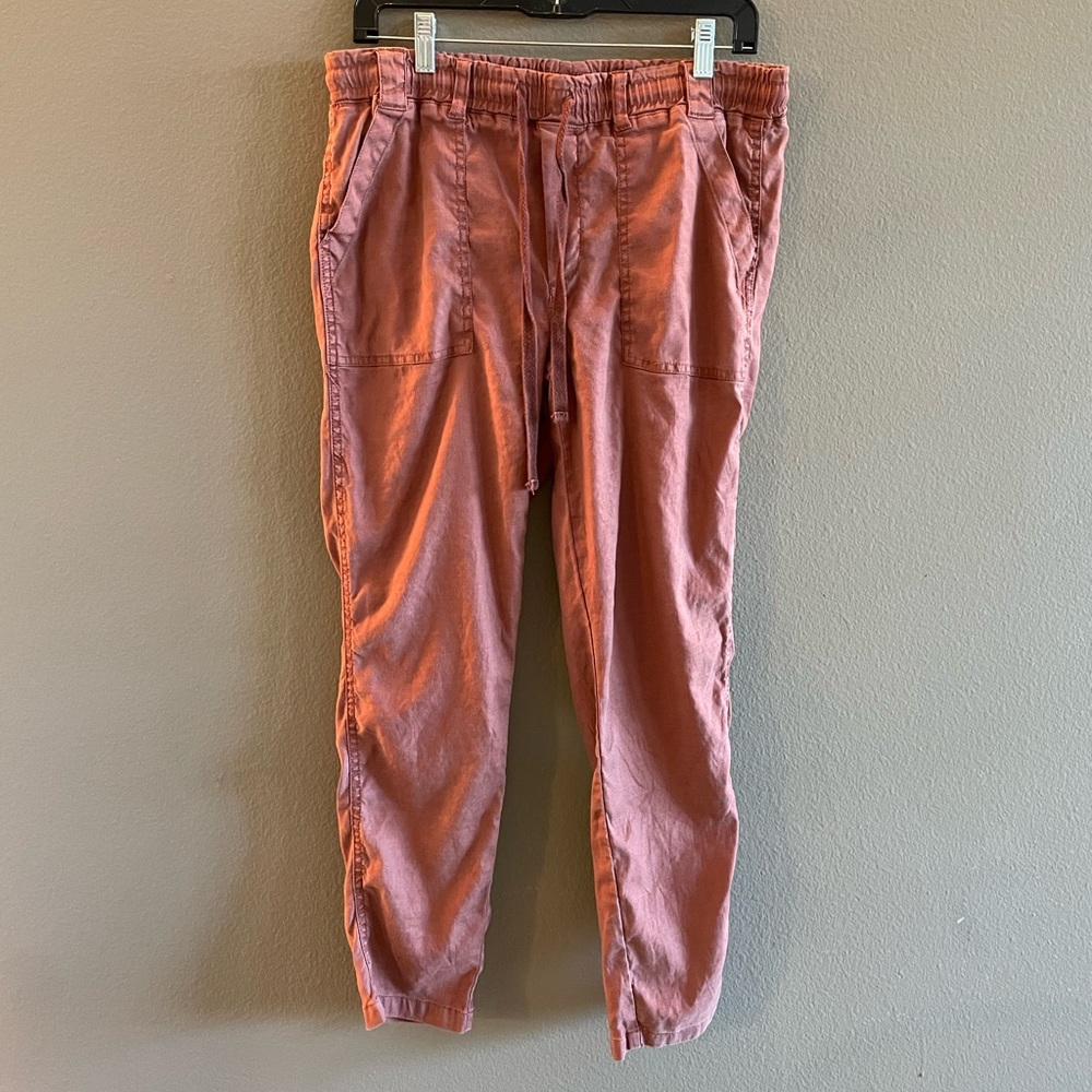 Level 99 rust linen blend Shannon utility jogger size M